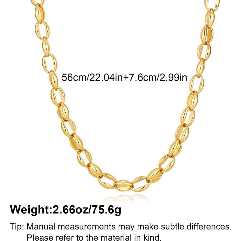 Women's Gold Chain Chunky Gold Plated Minimalist Trendy Necklace Jewelry - Picture 6 of 7